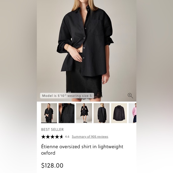 J. Crew Black Étienne oversized shirt in lightweight oxford - Picture 5 of 12